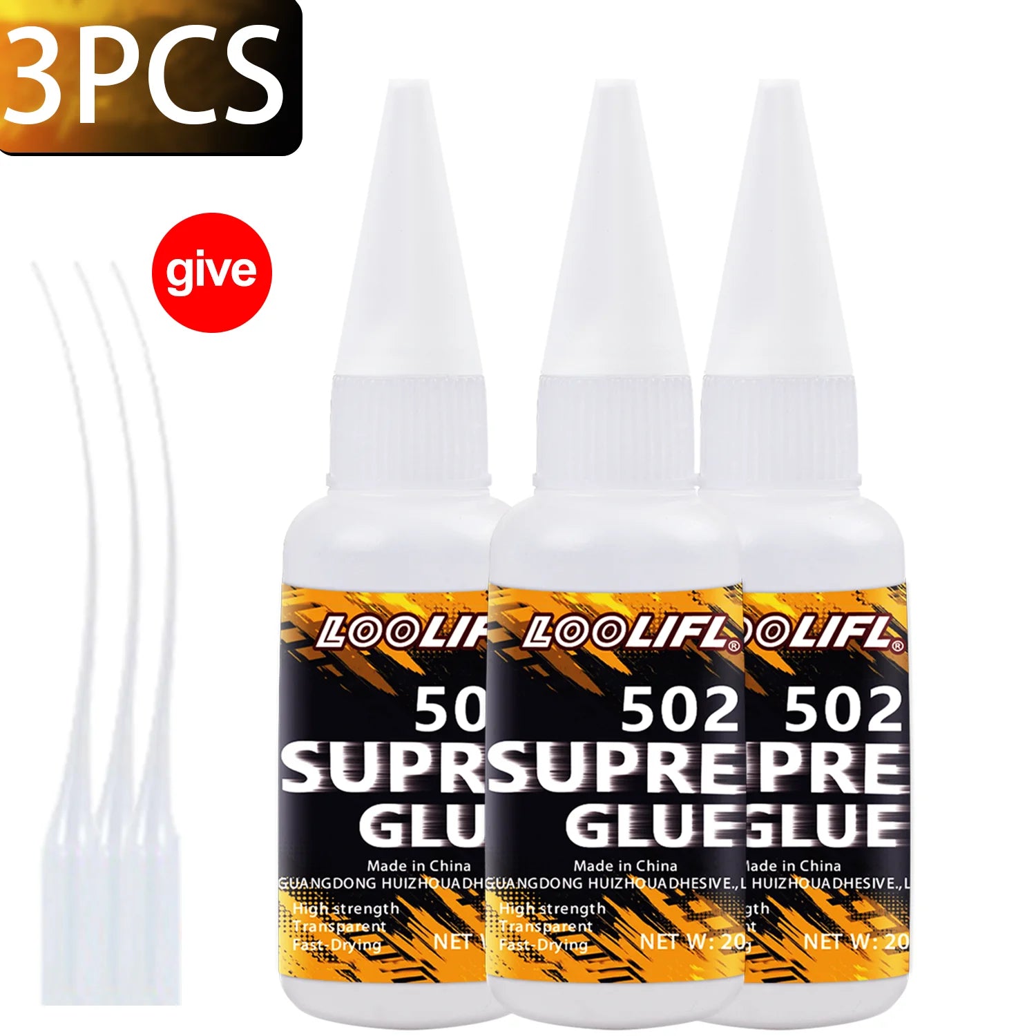 LOOLIFL1-7pcs Quick-drying 502 Super Glue Instant Cyanoacrylate Adhesive Leather Rubber Wood Metal Strong Bond Liquid Glue Tool