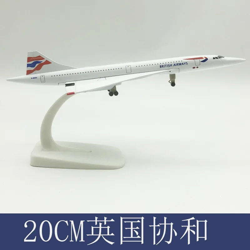 20cm British Airways Concorde Airplane Model Toy Alloy Metal 1/300 Scale Aircraft with Wheels Collected Gift By Aviation