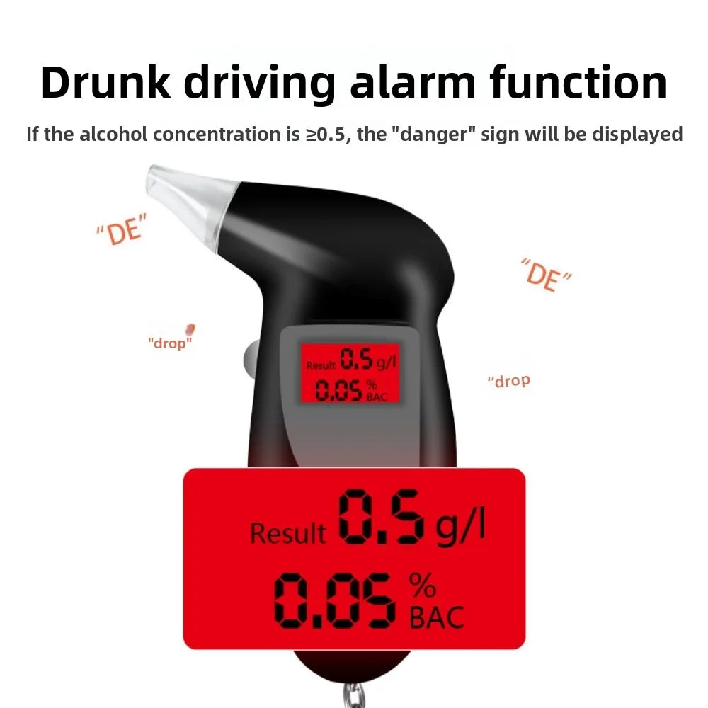LCD Breath Alcohol Tester with 5 Mouthpieces Professional Digital Breathalyzer Alcohol Detector for Home Display Drunk Driving