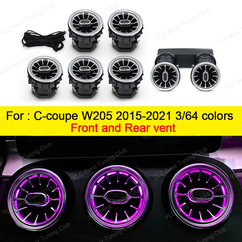Ambient Light 3/64 Colors For Mercedes-Benz C-Coupe W205  Car Accessories Interiors LED Vents Speaker Decorative Light Retrofit