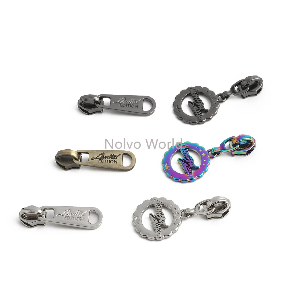 10/30/100PCS 5# Dandelion,Fern Leaf Shape Limited Letter Embossed Zipper Puller Sliders For Handbag Backpack Garment Accessories