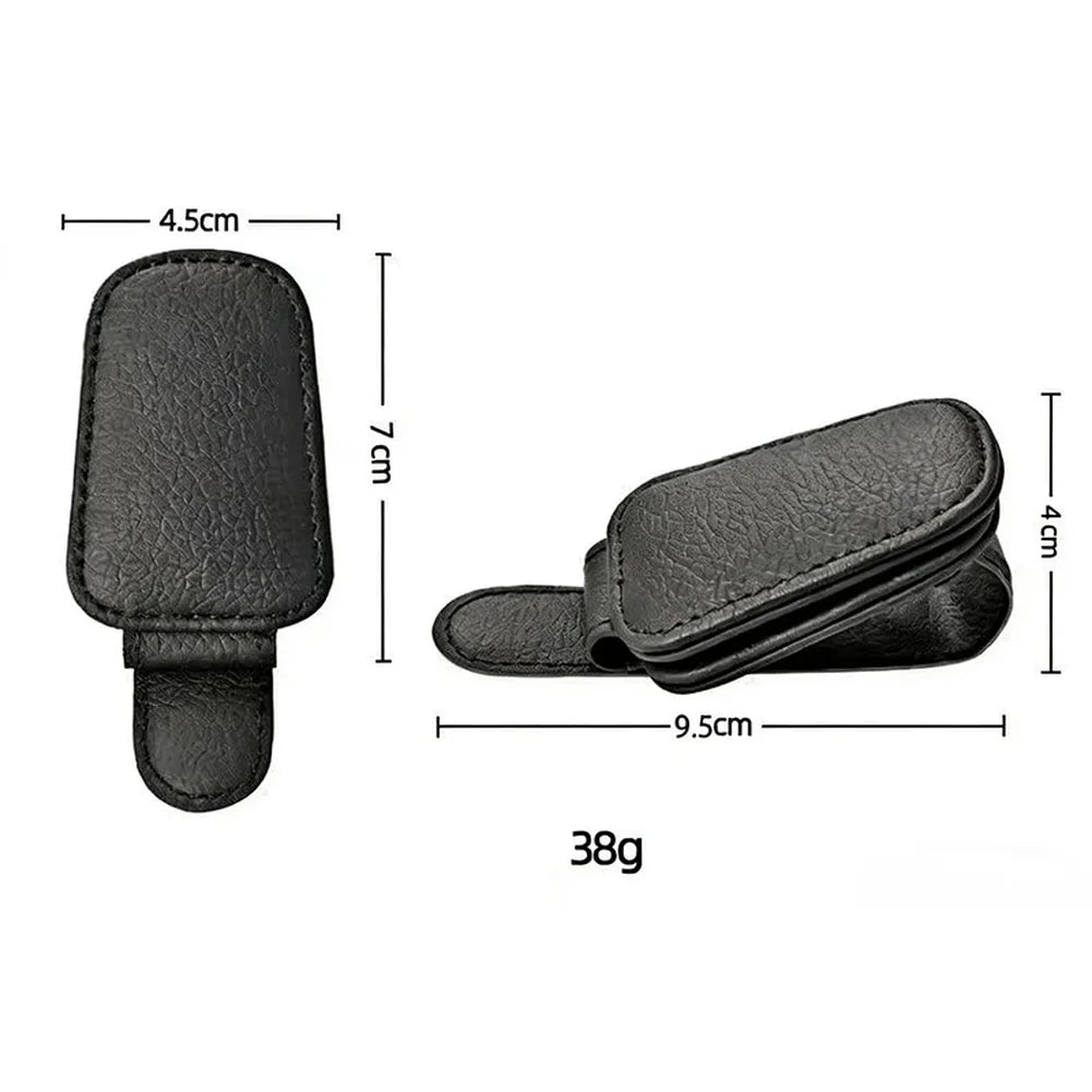 Faux Leather Sunglass Clip Strong Magnetic Sunglasses Holder Car Auto Sun Visor Eyeglass Hanger Clips Car Sunshade Accessories