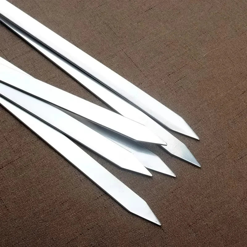 6-24PCS 55cm BBQ Fork BBQ Skewers Long Handle Kebab Barbecue Grill Sticks Reusable Stainless Steel Outdoor Camping Grill Needle