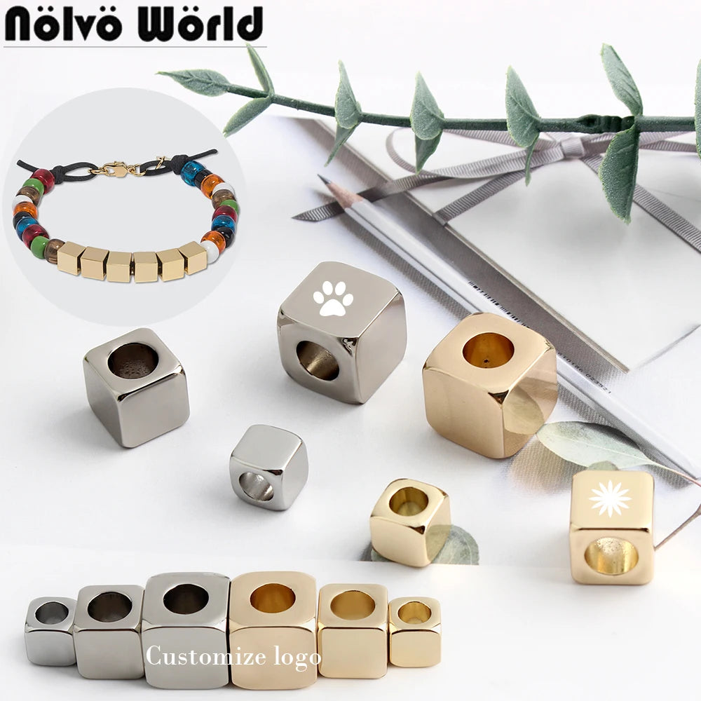5/50/100PCS 9mm,12mm,15mm Zinc alloy Square Shape Hollow Spacer Beads For DIY Making Bracelet Necklace Chain Gift Decoration