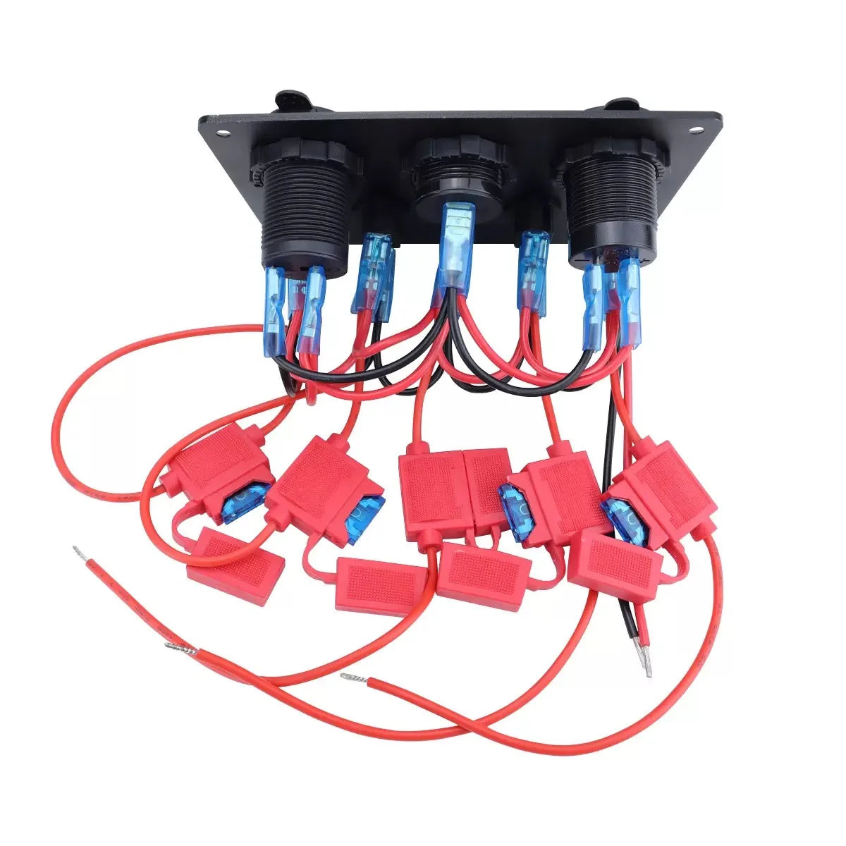 5-Gang Cat Eye Blue LED Switch Panel for Yacht & RV, Marine Boat Switch with USB & Cigarette Lighter
