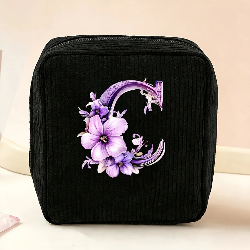 New Fashionable Purple Letter-Patterned Sanitary Napkin Storage Bag, Multifunctional Portable Travel and Daily Storage Bag, Ideal Gift Choice for Girls