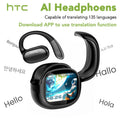 HTC NE58 Wireless Earphones Bluetooth LED Touch Screen AI Translate Earbuds HiFi Sound HD Call Headphones Bone Conduction
