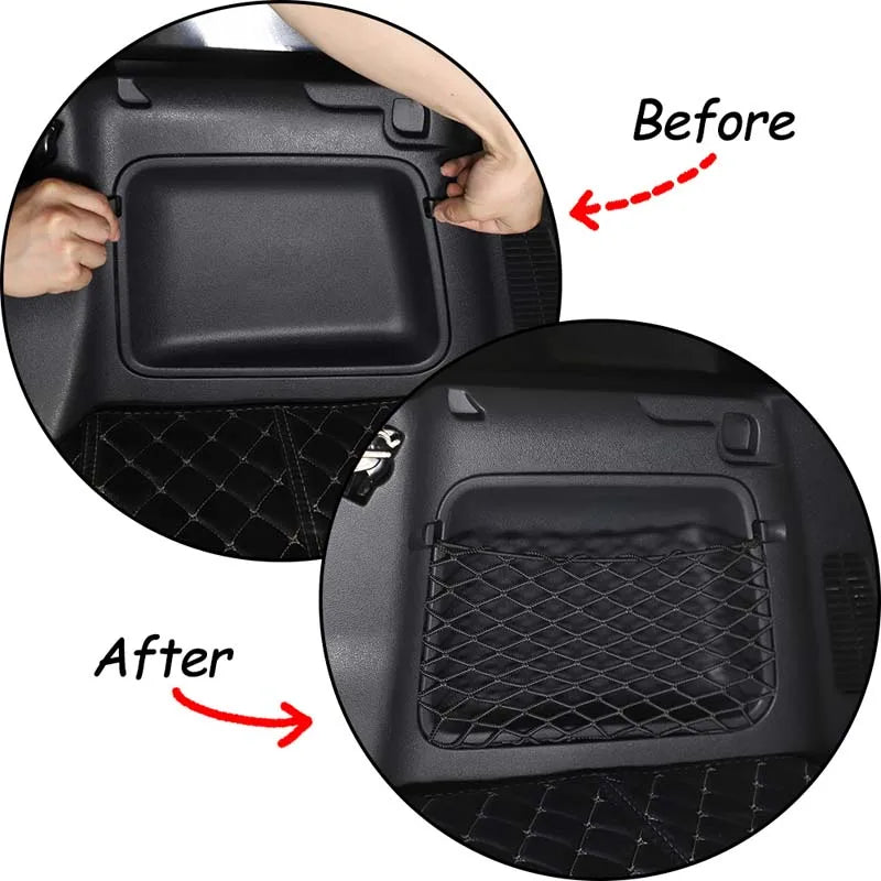 Car Trunk Storage Bag Nylon Mesh Nets Car Back Rear Organizer Elastic String Luggage Net Holder Pocket For Benz Smart Fortwo 451