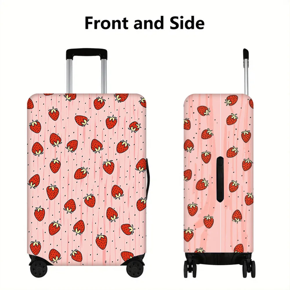 1PC Strawberry Print Luggage Cover for luggage sizes 18-32 inches; dust and elastic travel accessories to effectively protect