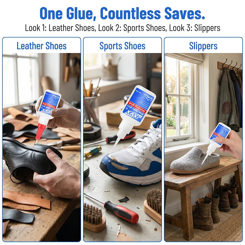 Adhesive for Quick Shoe Repairs, Transparent Glue for Invisible Repairs and Bonding, Strong, Waterproof and Quick-Drying Adhesive