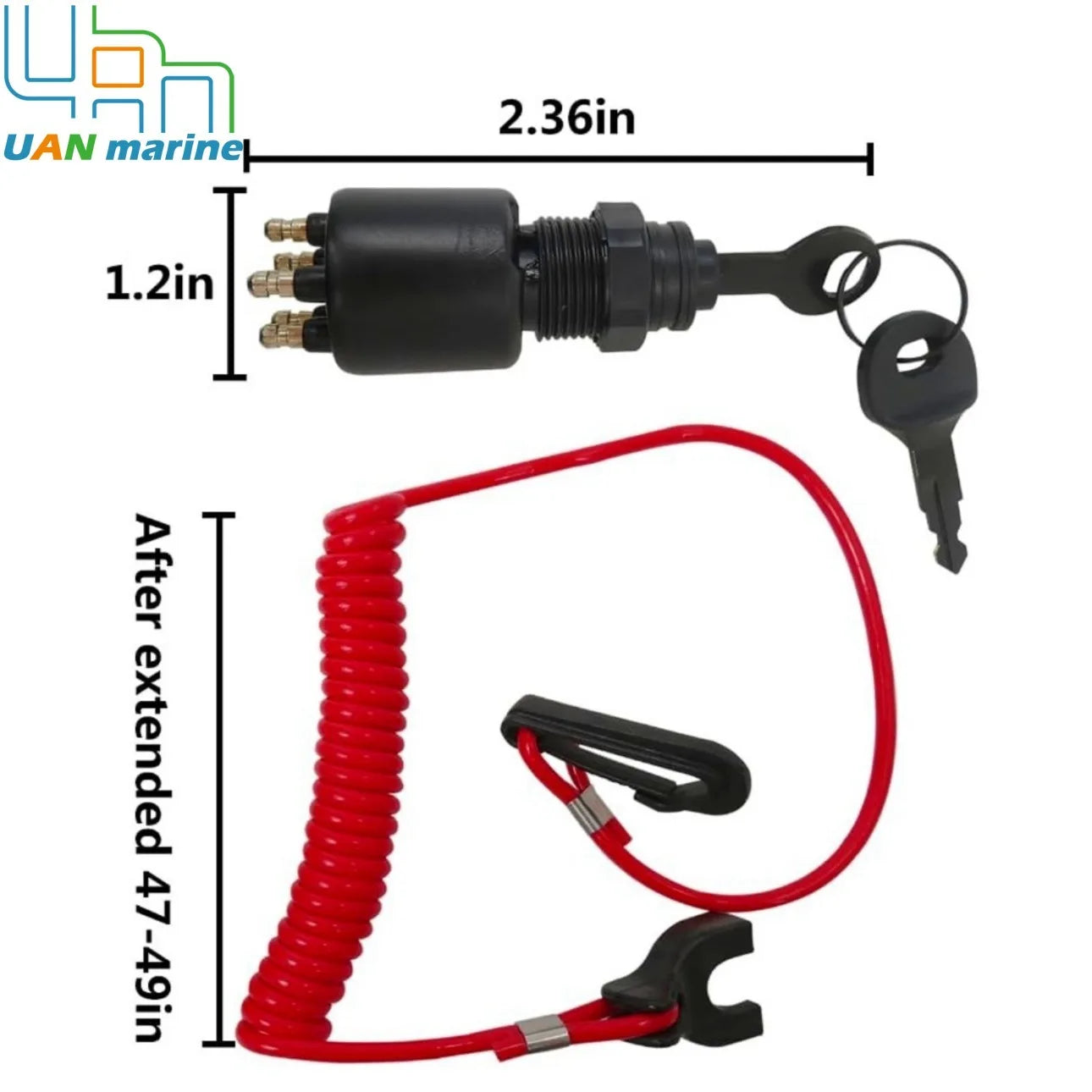 Ignition Switch Key w/Lanyard for OMC BRP Johnson Evinrude 5005801 Boat 1996-Up 175974 5005801
