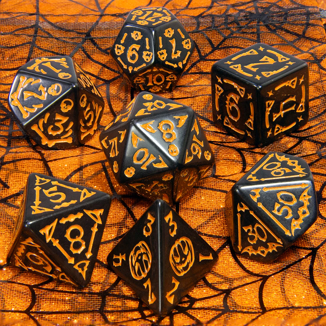 DND Dice Set 7pcs Halloween Pattern Polyhedral Dice Set for D&D RPGs Role Playing Table Games