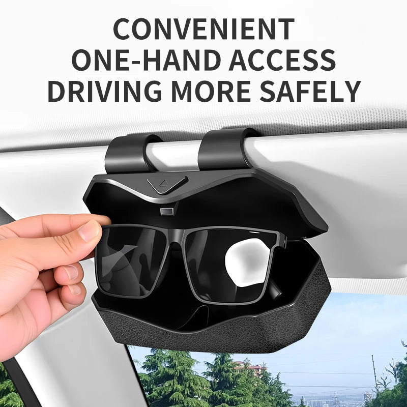 1PC Luxury Car Glasses Case Interior Scratch Resistant Material Inside Vehicle Sunglasses Storage Box Clip Sun Visor Accessorie