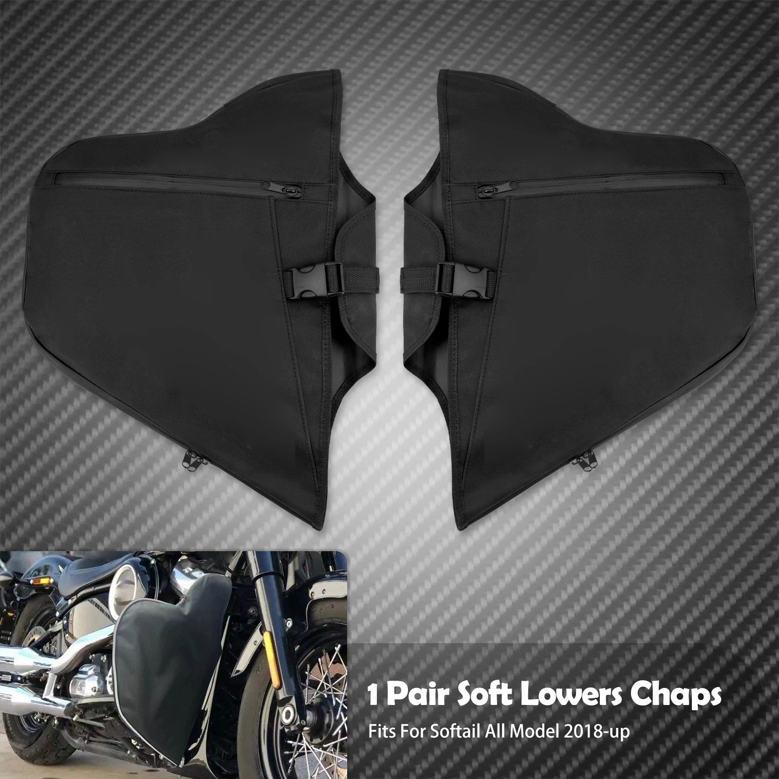 Motorcycle Soft Lowers Chaps Engine Guard Cover Leg Warmer Bag Waterproof For Harley Softail Breakout Fat Boy Slim FXDB 2018-23