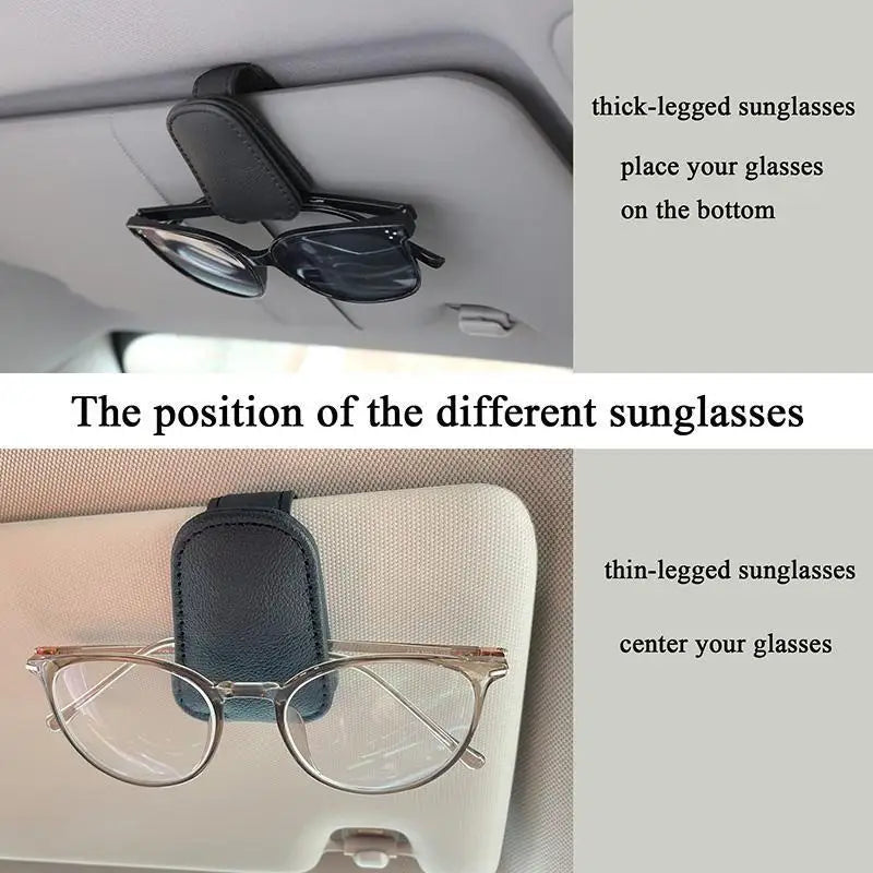 Magnetic Car Sunglasses Holder Clip, Premium Suede Leather Anti-Slip Glasses Organizer, Easy To Install Sun Visor Clip