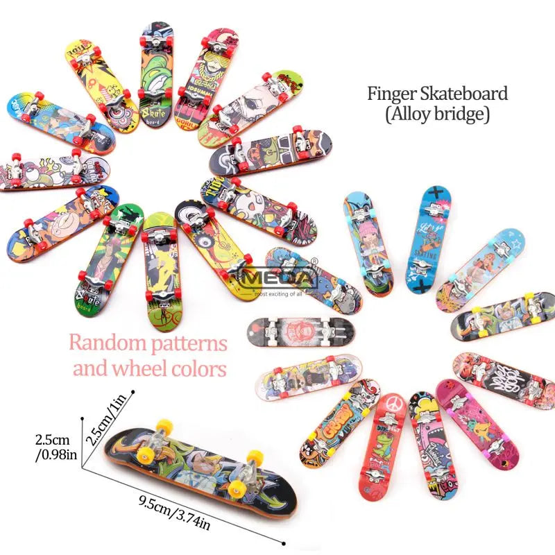 Profession Finger Boarding DIY Ramp Park Finger Scooter Finger Skateboard with Metal Bridge Skate Trucks Kid Pocket Toys Gift