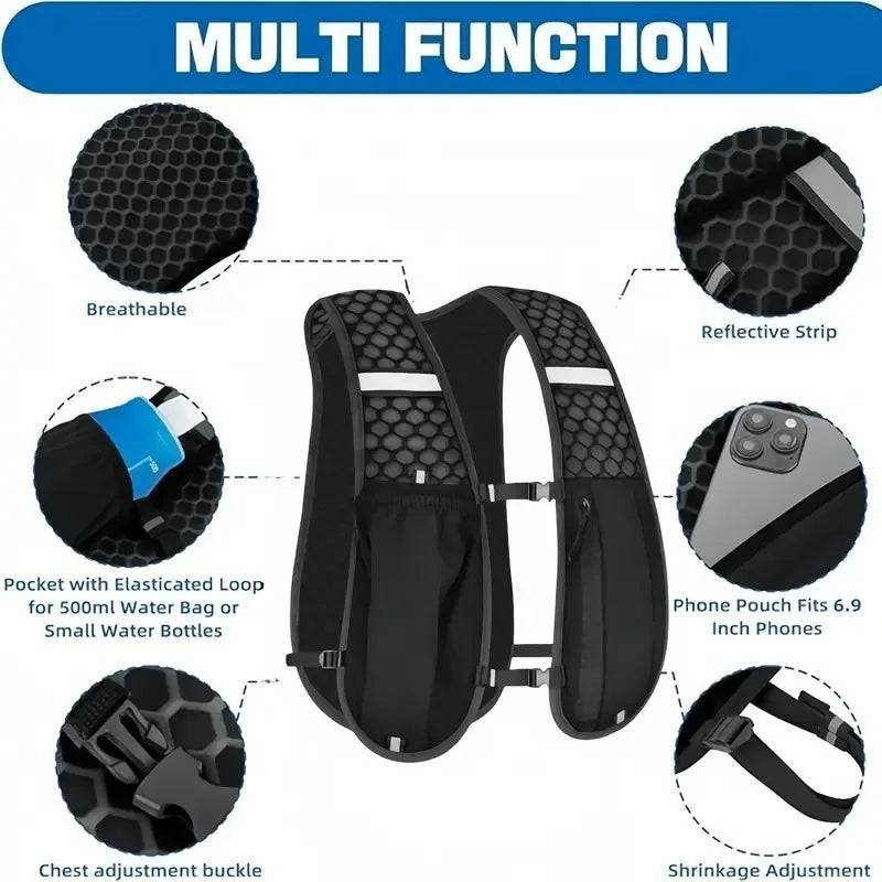 New Ultralight Running Hydration Vest Backpack Marathon Race Sports Vest Pack Fit Water Bladder Bottle Outdoor Jogging Gear