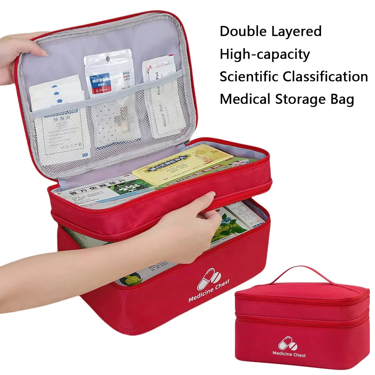 3 Size Large Capacity Double-Deck Medical Bag, Outdoor Emergency Kit, Portable Small Medicine Bag, 2025 NEW Home Storage Bag