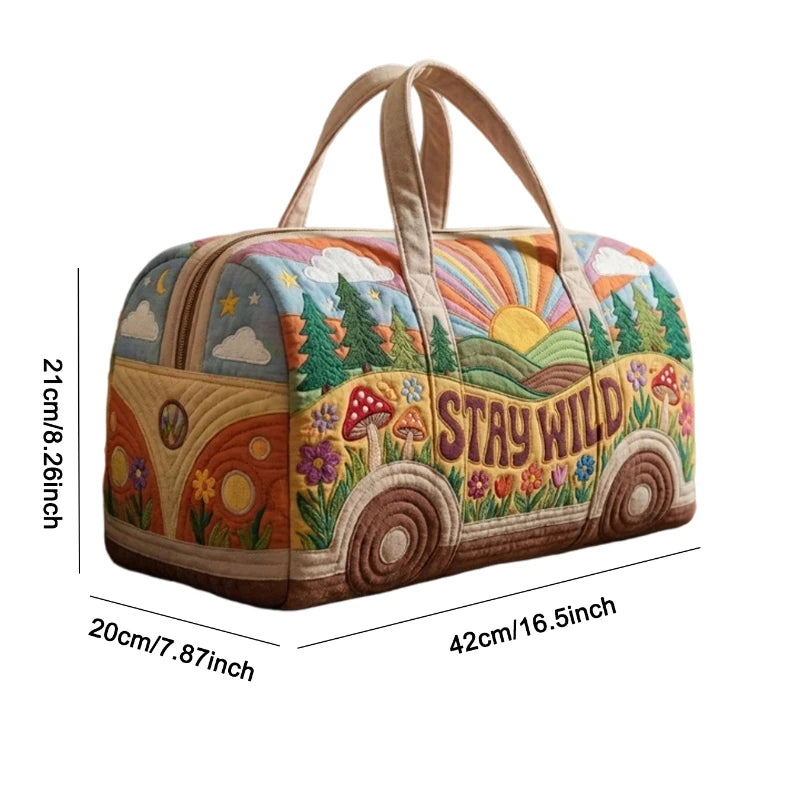 Handle Strap Quilted Duffle Bag 3D Quilting Craft Travel Bags Boho Camping Weekender Overnight Carry on Luggage Handbag Tote