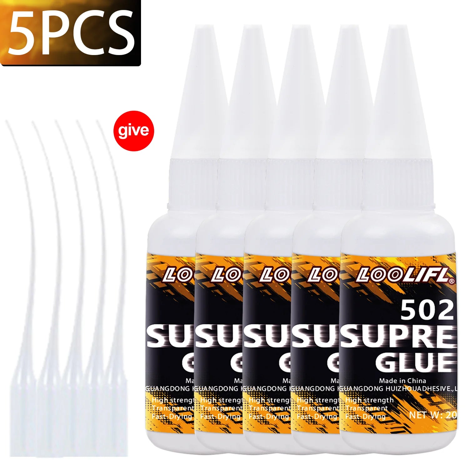 LOOLIFL1-7pcs Quick-drying 502 Super Glue Instant Cyanoacrylate Adhesive Leather Rubber Wood Metal Strong Bond Liquid Glue Tool