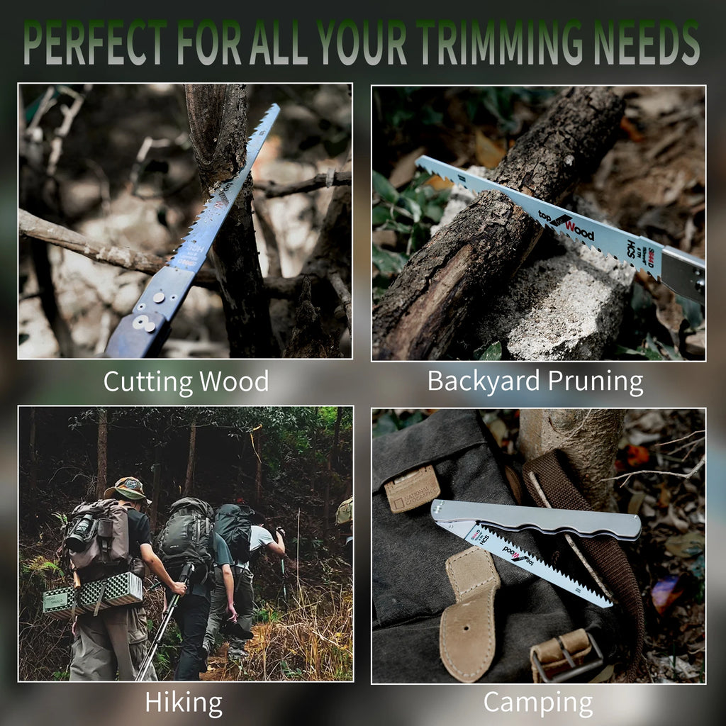 Folding Hand Saw Titanium Handle Carbon Steel Blade Multifunctional Outdoor Camping Saw Logging Saw For Garden Pruner Tools Tree
