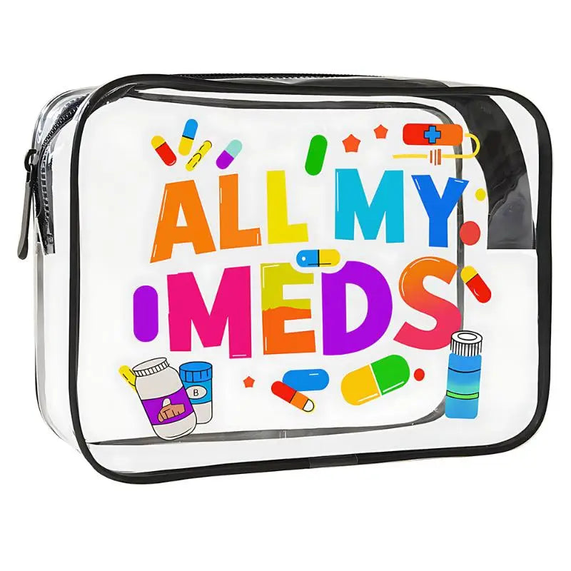 Women Large Capacity Medicine Cosmetic Bag Easy Wipe Clean Travel Toiletry Organizer Pouch For Daily Trip