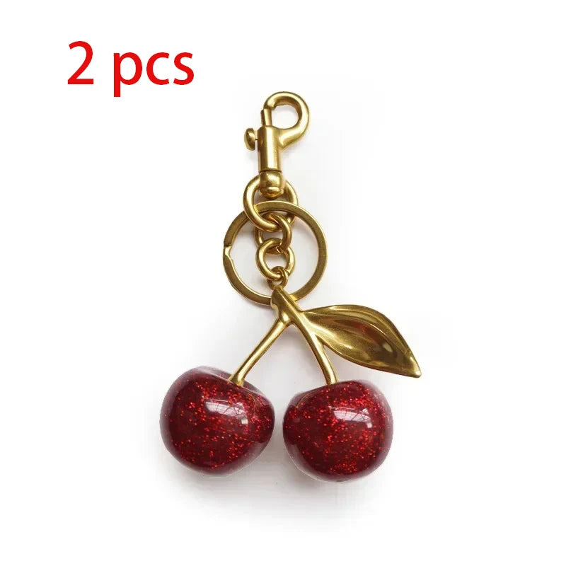 Crystal Cherry Pendants, Suitable for Coach Bags, Women's Handbags, Shoulder Bags, and Keychain Accessories