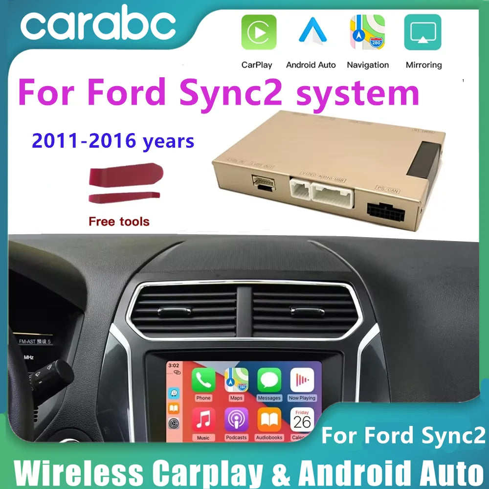 Wireless Carplay Android Auto For Ford Sync2 Explorer Focus Escape Fiesta C-max Edge Mustang Fusion Expeditio Flex Decoder box