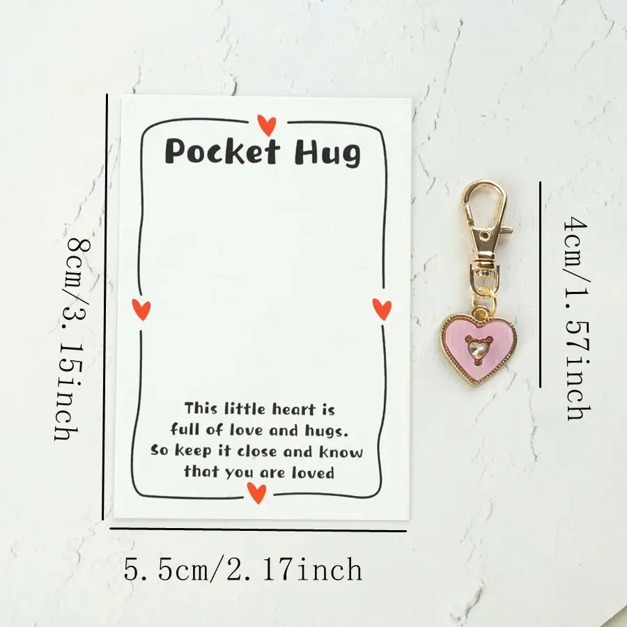 10 heartfelt keychain items, including a pocket-sized card with a message of affection, perfect as a gift.