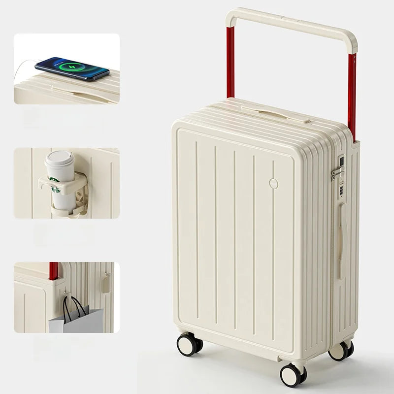 2025 New Wide Handle Luggage Small Carry-On Suitcase 20 Inch Travel Bag for Men And Women with Password Lock Trendy Polyester...