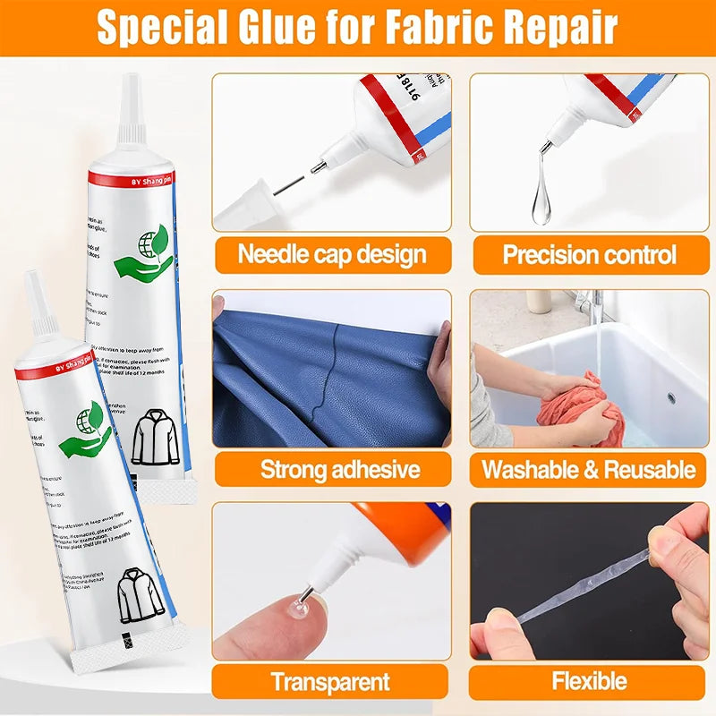 15/60ml Super Strong Fabric Sewing Glue Waterproof Quick Dry Fabric Adhesive Universal Transparent Sealant Clothing Repair Tool