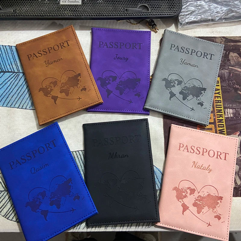 Lovely Map Passport Cover Fashion Travel Wallet  Document Orginizer Passeport Personnalisé Name on Passport Protective