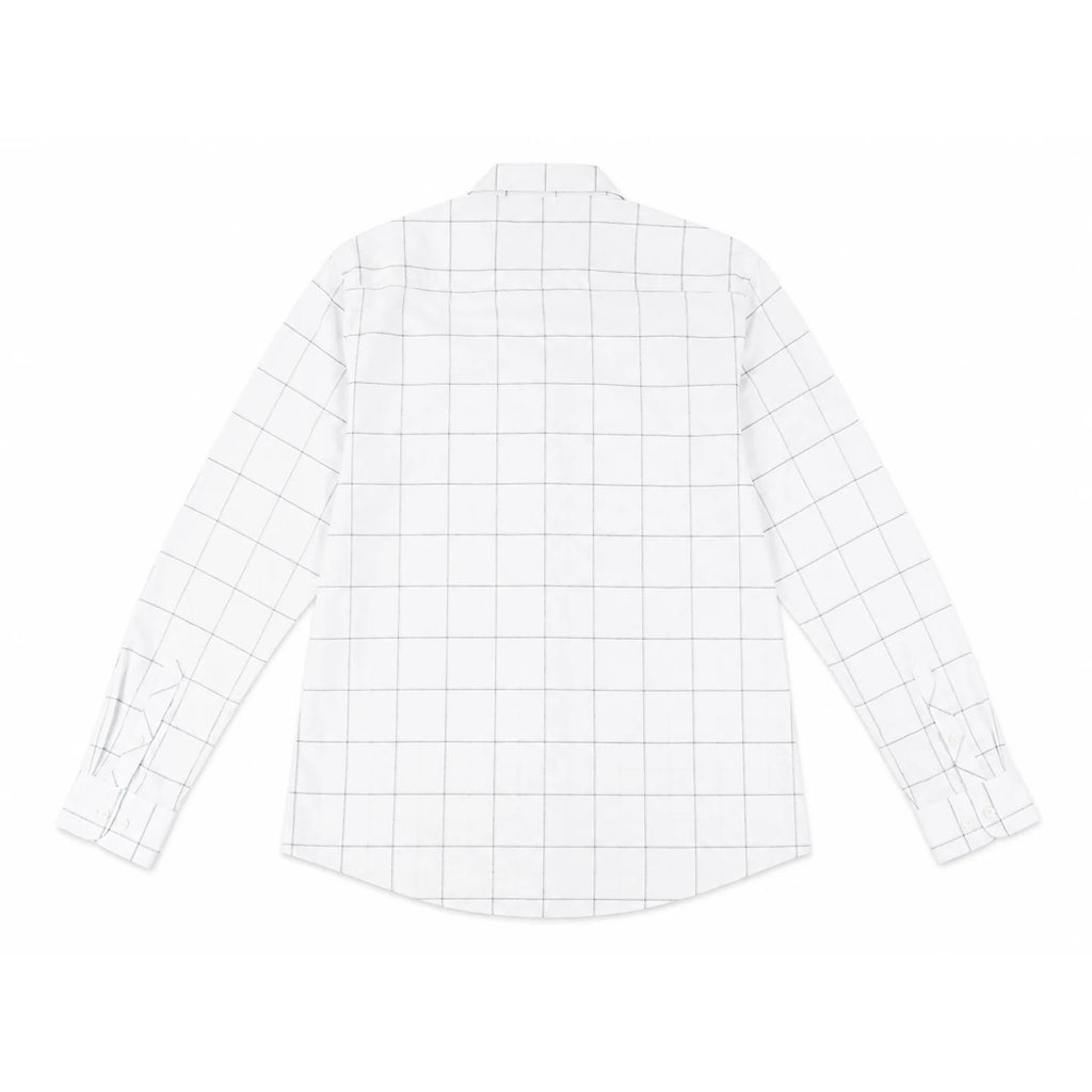 CH Men's White Plaid Long Sleeve Shirt Casual Business Button Down Lightweight Regular Fit Top Spring Autumn