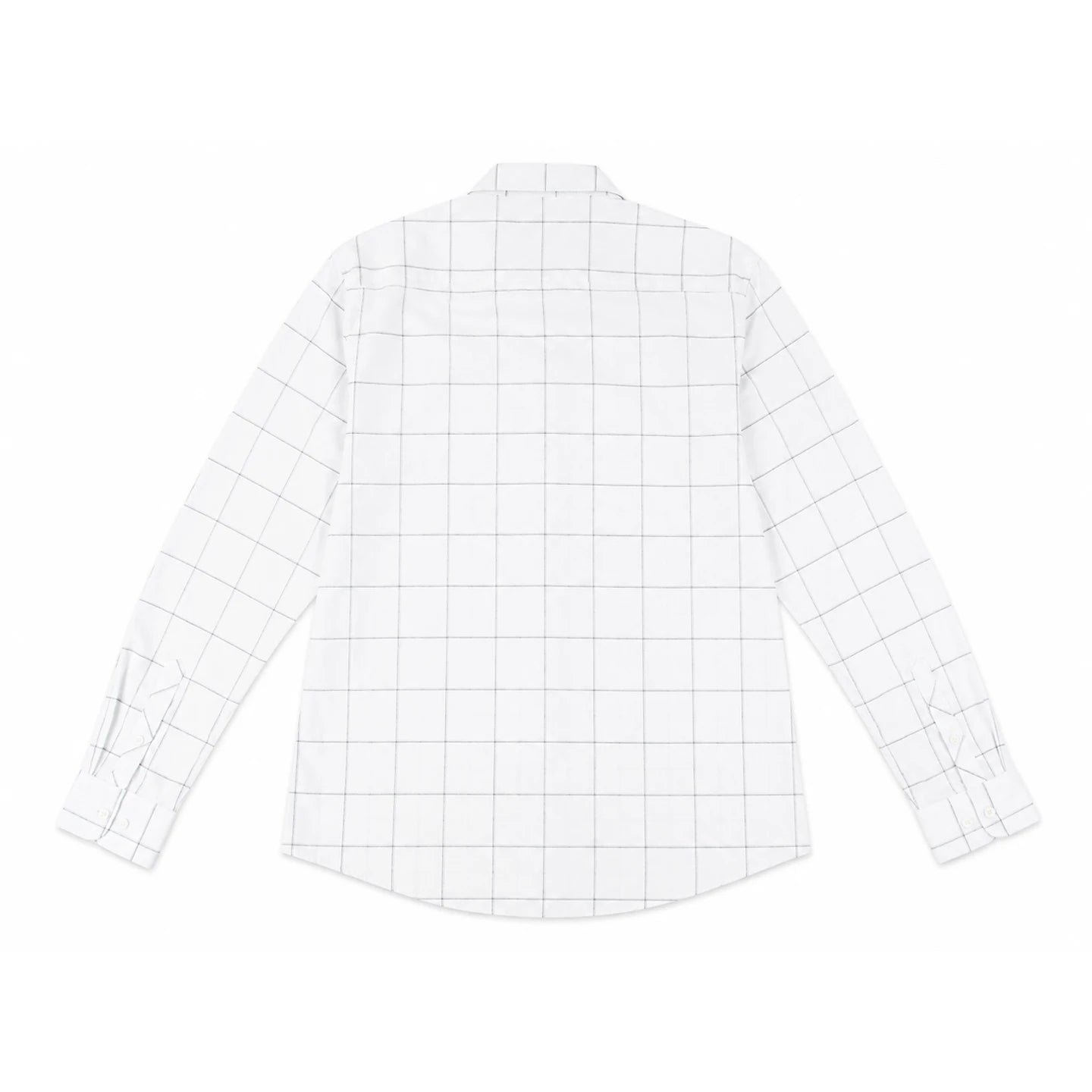 CH Men's White Plaid Long Sleeve Shirt Casual Business Button Down Lightweight Regular Fit Top Spring Autumn