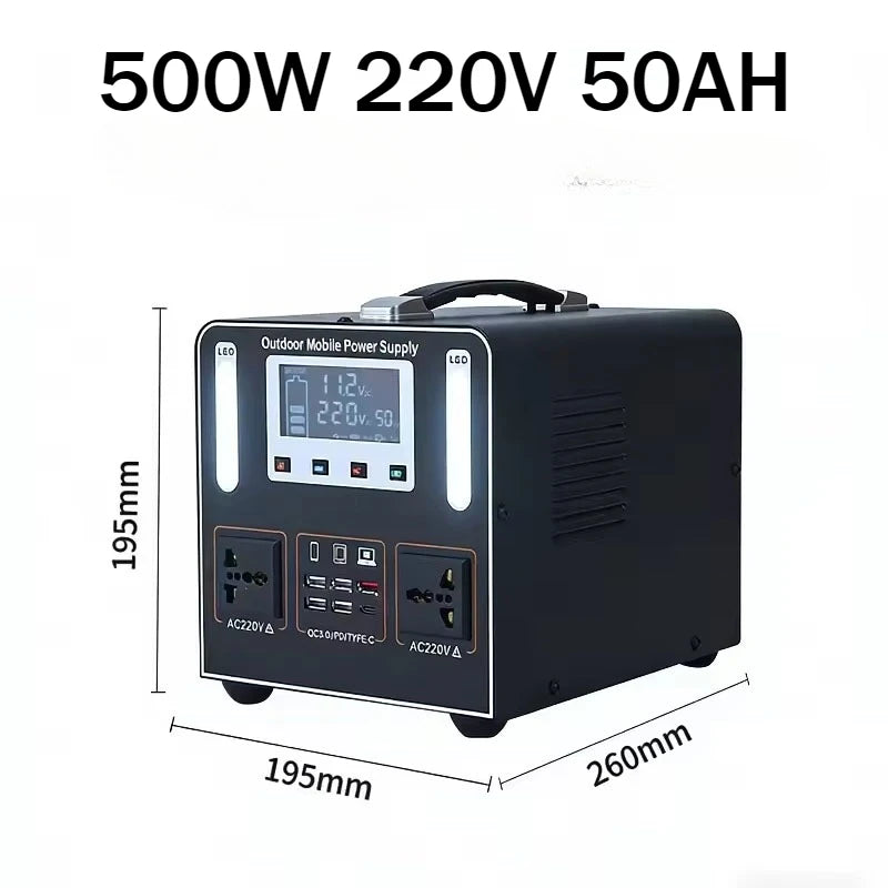 600W Portable Power Station 220V LiFePO4 High Power 555Wh 55Ah Solar Outdoor Mobile Power Supply Home Emergency Energy Storage