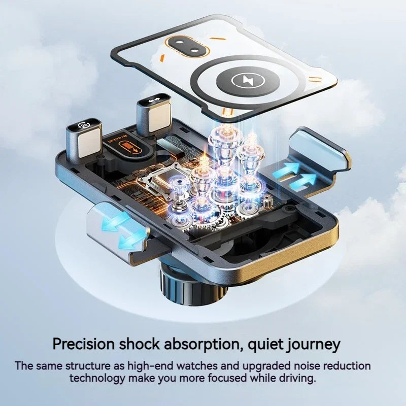 Auto-Clamping Car Wireless Charger Phone Holder Stand Touching 360 Rotation RGB Fast Charging Bracket For iPhone 17-12 Samsung