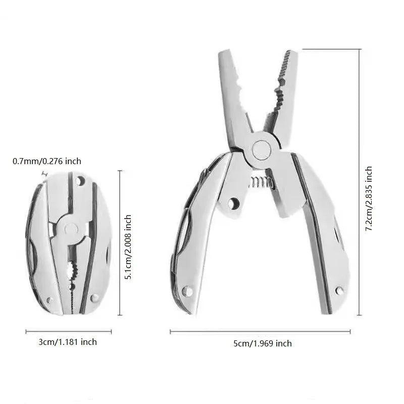 Mini Multifunctional Pliers 420 Stainless Steel Folding Pocket Tool with Keychain And Nylon Storage Bag