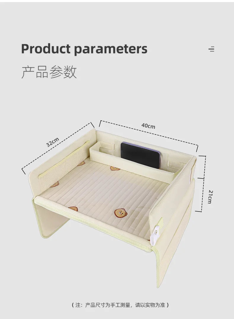 Car Seat Tray For Kids Foldable Multiple Pockets Waterproof Car Table Portable Large Capacity Table For Dining Drawing Car