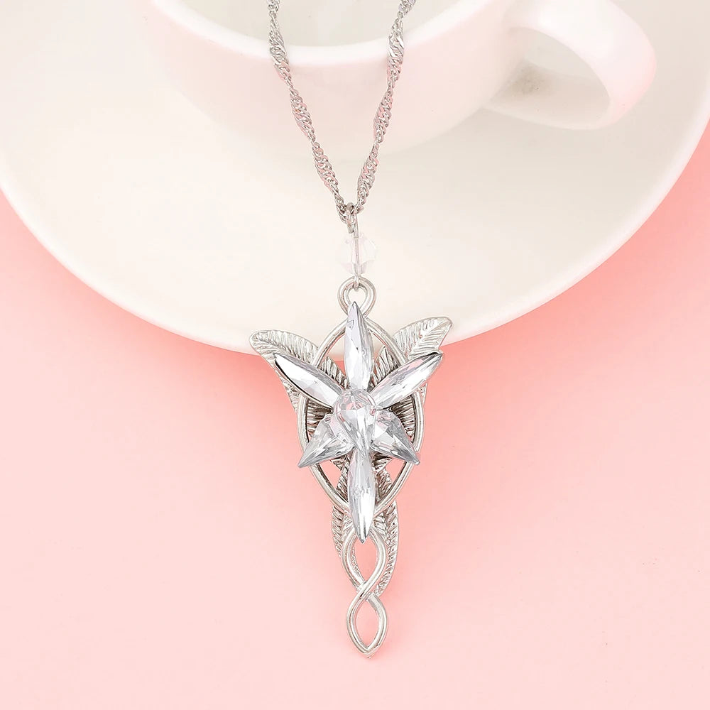 Evenstar Necklace Arwen Elf Princess Pendant Crystal Exquisite Choker Jewelry Gift for Women Movie Accessories