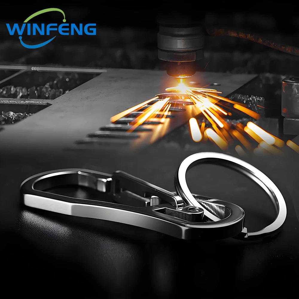 Portable Metal Carabiner Shape Key Ring Keyring Key Holder Clips Hook Holder Organizer Emergency Survival Whistle Keychain
