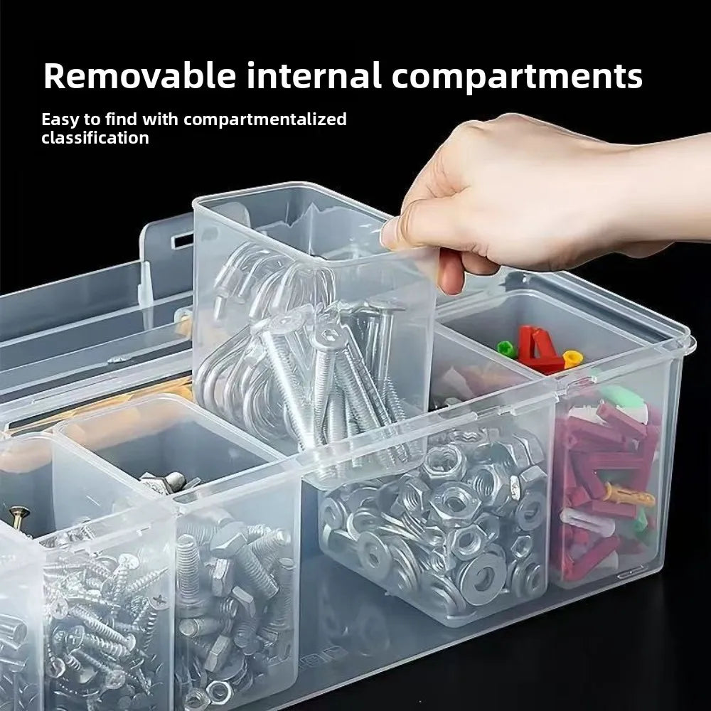 Portable Hardware Organizer Cases Lightweight Multi Grid Design Practical Storage Boxes for Screws Wrenches Home Arrangement