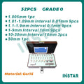 INSTAR Gage Block Set 32PC Grade 0 Medium Class Accuracy 0.00045mm Hardened Steel Gcr15 Industrial Quality 1.005mm-30-50mm