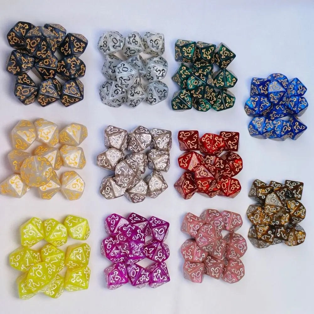 10PCS New Acrylic Dragon Themed Dice Set D10 Yellow Purple Gold Red Dice For Table Games Polyhedral Table Games Dice For D&d DND
