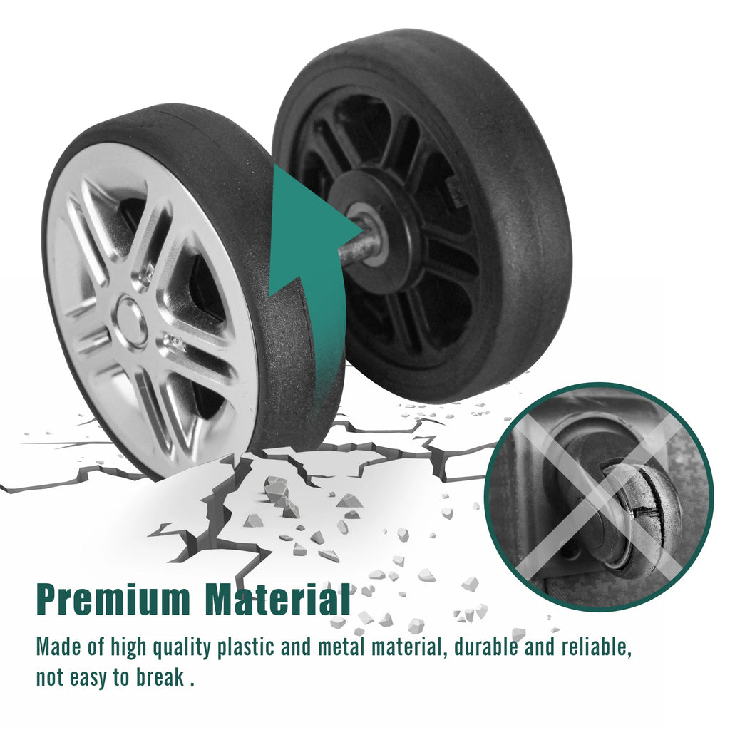 8Pcs Silver Luggage Wheel Replacement with Screw Travel Luggage Wheels Replacement Suitcase Parts 50mm Axles Caster Wheel Repair
