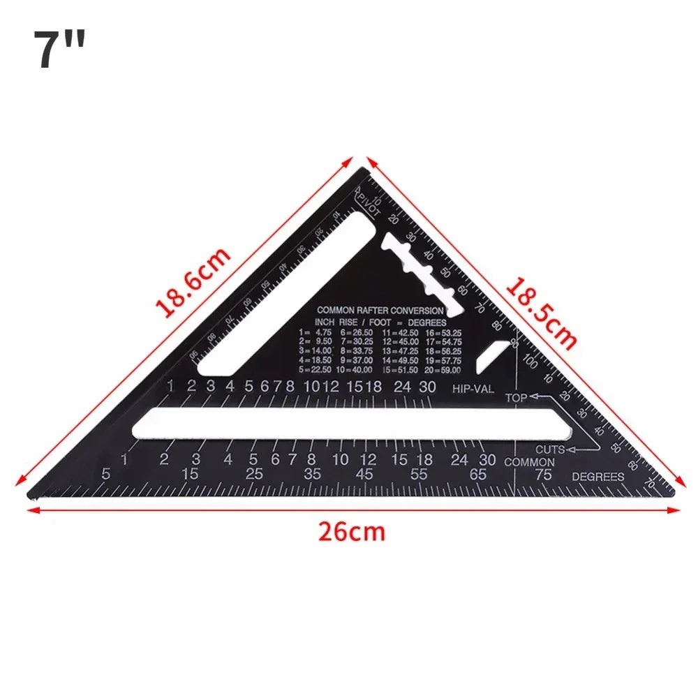 Percision Carpentry Tool 7''/12" Metal Carpenter Square Aluminum Alloy Protractor Miter Line Scriber Saw Guide Woodworking Tools