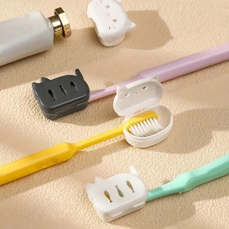 For Toothbrush Heads Toothbrush Protection Clip Daily Necessities 4pcs Cute Cartoon Toothbrush Protectors, Portable Travel Cases