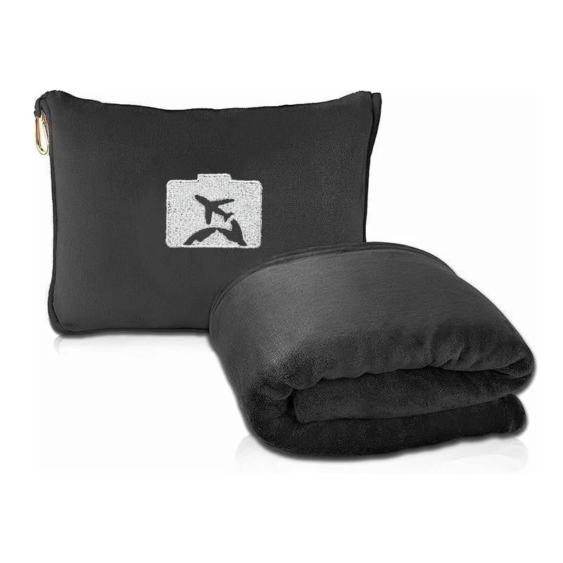 Outdoor Plane Blanket Travel Blanket Two-in-one Convenient Folding Storage Nap Blanket Flannel Lunch Blanket