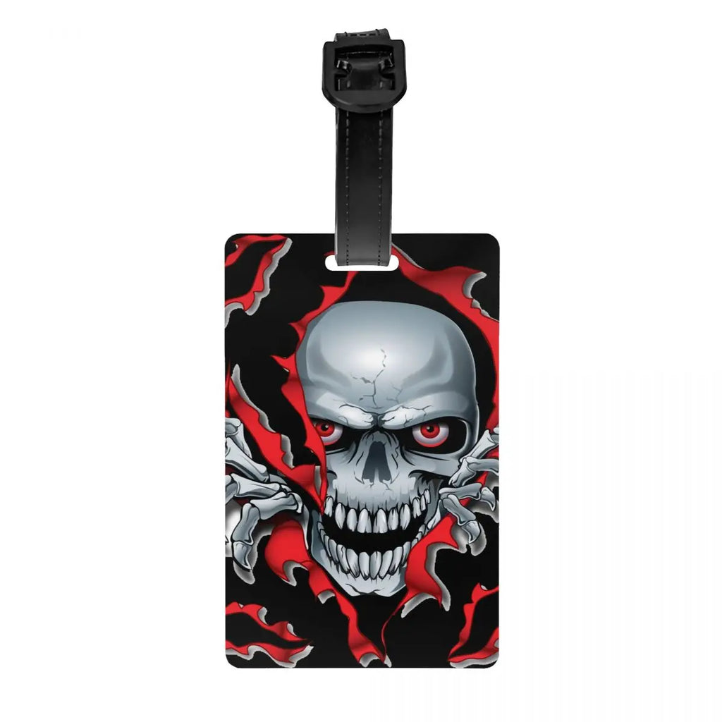 Custom Evil Hands Skull Luggage Tag Privacy Protection Halloween Gothic Skeleton Baggage Tags Travel Bag Labels Suitcase
