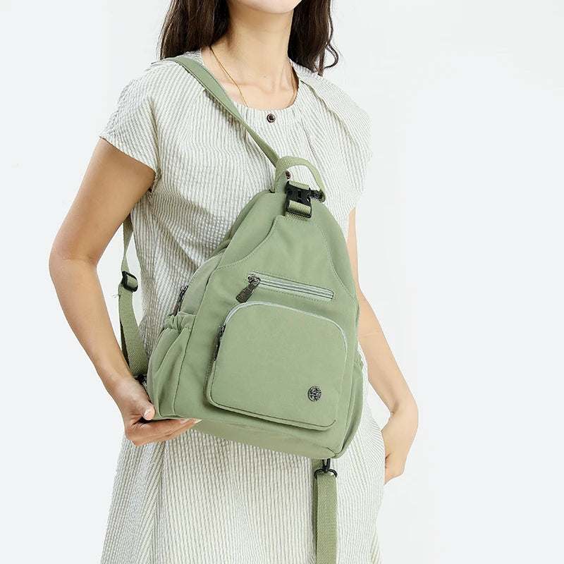 Women's Multifunctional 3-in-1 Shoulder Chest Bag, Convertible Small Backpack & Crossbody Fanny Pack, Lightweight Nylon Purse