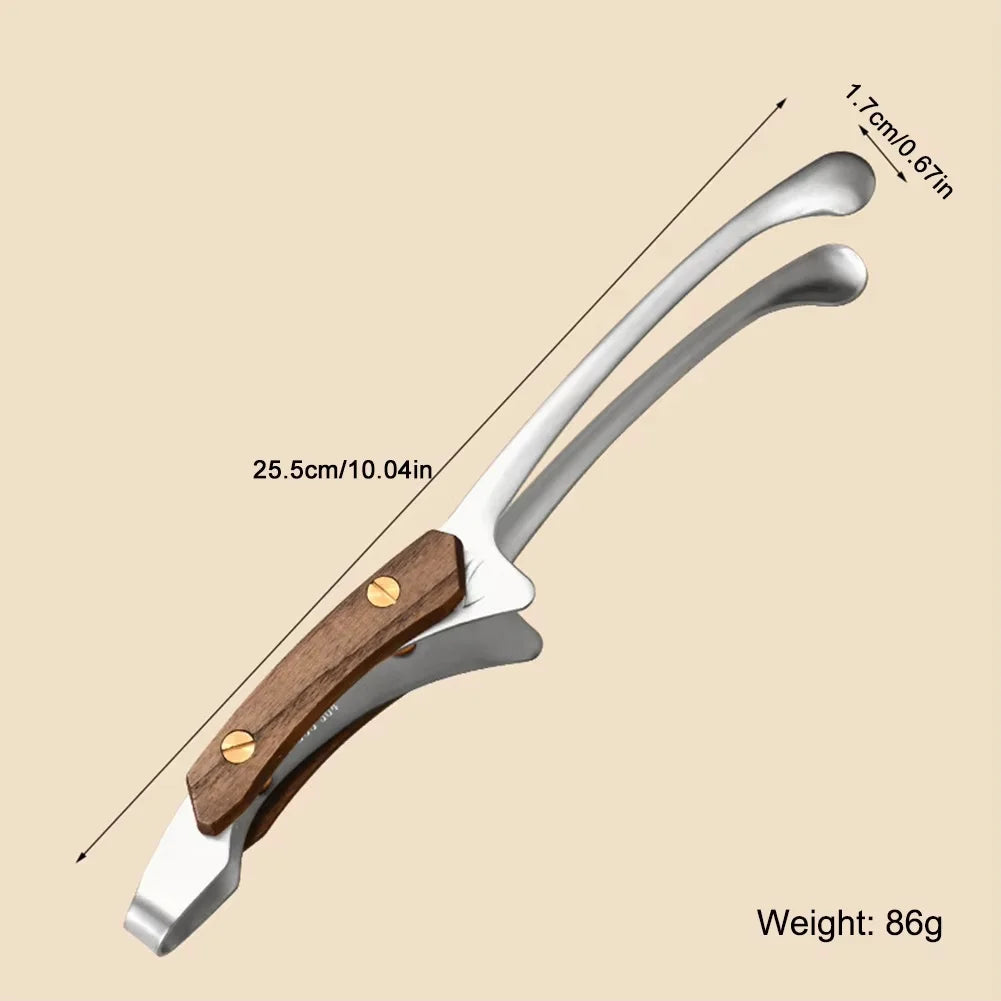 Stainless Steel Outdoor Retro Barbecue Clip Wooden Handle Grilled Meat Clip Pan Fried Steak Heat Resistant Kitchen Food Clip New